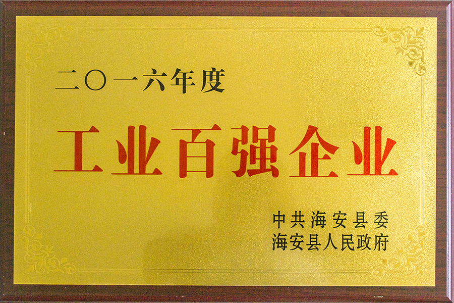 2016年榮獲年度工業(yè)百?gòu)?qiáng)企業(yè)